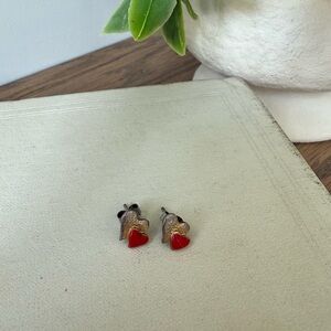 Vintage 80’s Baby Toddler Heart Shaped Screw
Back Earrings